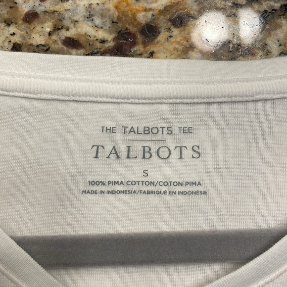 Talbots White Vneck Tee- NWOT - Picture 2 of 2